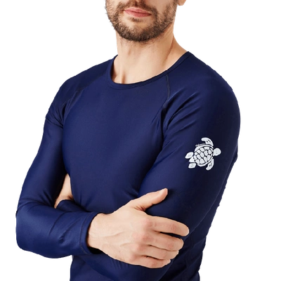 Vilebrequin Long-sleeve Turtle-accented Rash Guard Tee In Blue