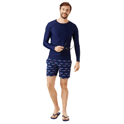 Vilebrequin Long-sleeve Turtle-accented Rash Guard Tee In Blue