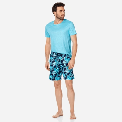 Shop Vilebrequin Men Swim Trunks Long Stretch Turtles Flowers In Blue