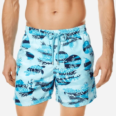 Shop Vilebrequin Men Swim Trunks Ocean Currents In Blue
