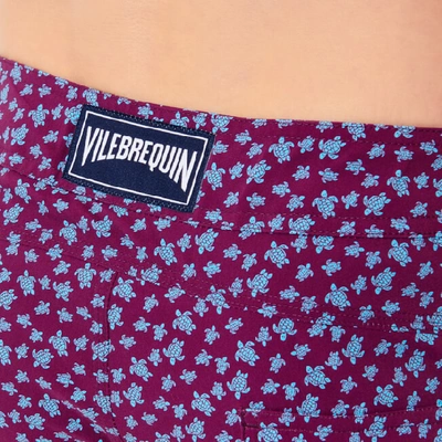 Vilebrequin Moorea Micro Turtles Printed Superflex Swim Trunks In Purple