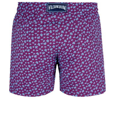 Vilebrequin Moorea Micro Turtles Printed Superflex Swim Trunks In Purple