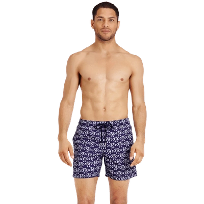 Vilebrequin Men's Seahorse-print Swim Trunks In Blue