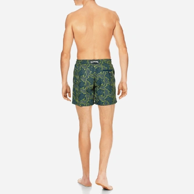 Shop Vilebrequin Men Swim Trunks Embroidered Hypnotic Turtles In Blue