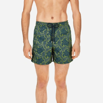 Shop Vilebrequin Men Swim Trunks Embroidered Hypnotic Turtles In Blue