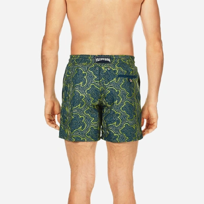 Shop Vilebrequin Men Swim Trunks Embroidered Hypnotic Turtles In Blue