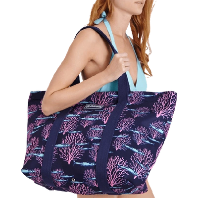 Shop Vilebrequin Large Beach Bag Coral & Fish In Blue