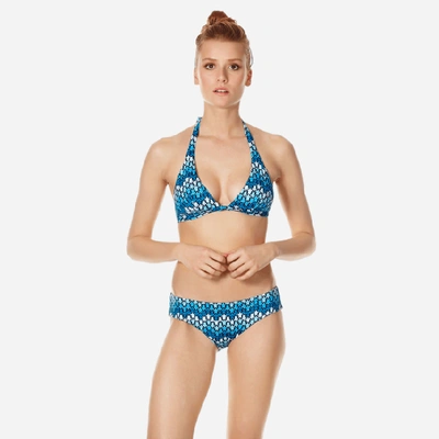 Shop Vilebrequin Women Bikini Bottom Covering Brief Herringbones Turtles In Blue