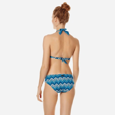 Shop Vilebrequin Women Bikini Bottom Covering Brief Herringbones Turtles In Blue