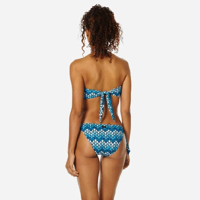 Shop Vilebrequin Women Bikini Bottom Brief To Be Tied Herringbones Turtles In Blue