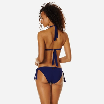 Shop Vilebrequin Women Bikini Bottom Brief To Be Tied Coral And Turtles In Blue