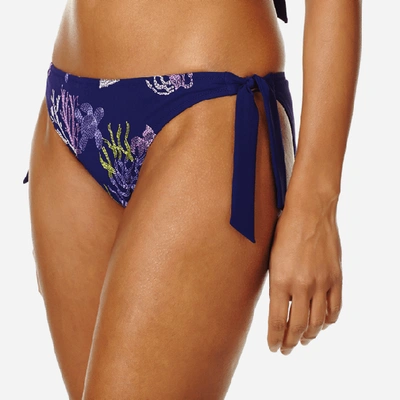 Shop Vilebrequin Women Bikini Bottom Brief To Be Tied Coral And Turtles In Blue