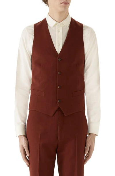 Shop Gucci Wool Blend Vest In Rouille