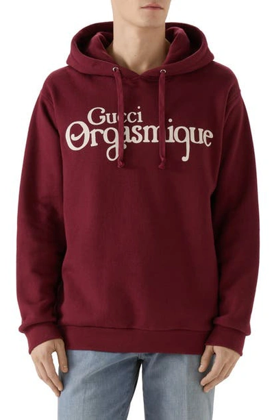 Gucci Orgasmique Logo Graphic Cotton Hoodie In Red | ModeSens