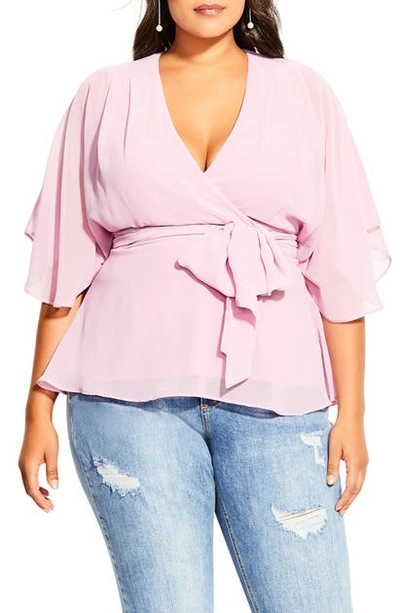 Shop City Chic Wrap Top In Musk