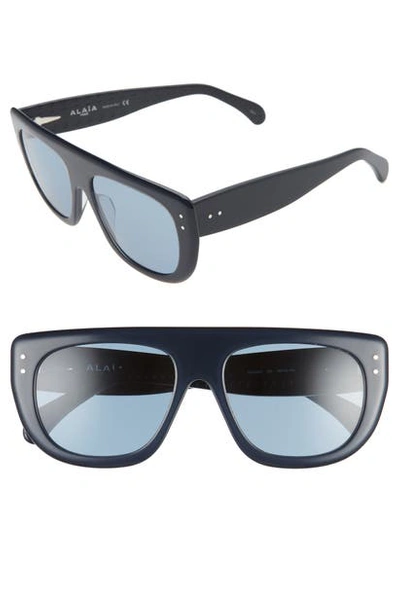 Shop Alaïa 55mm Square Flattop Sunglasses In Blue