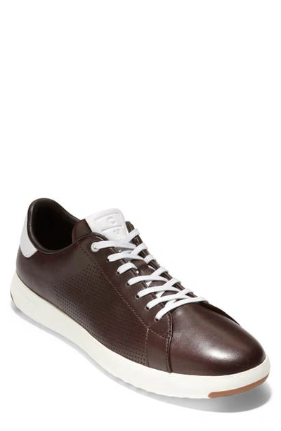 Shop Cole Haan Grandpro Tennis Sneaker In Dark Brown / White