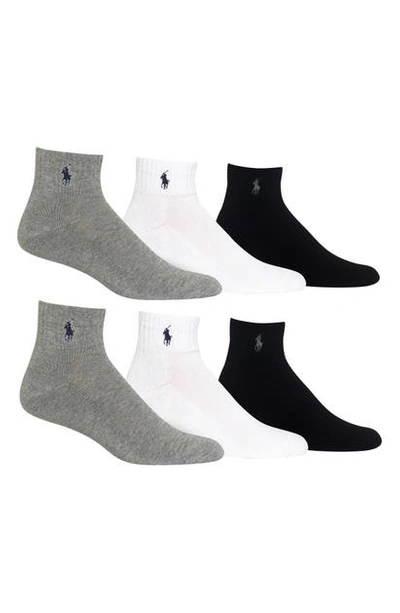Shop Polo Ralph Lauren Assorted 3-pack Rib Cuff Quarter Socks In Multi