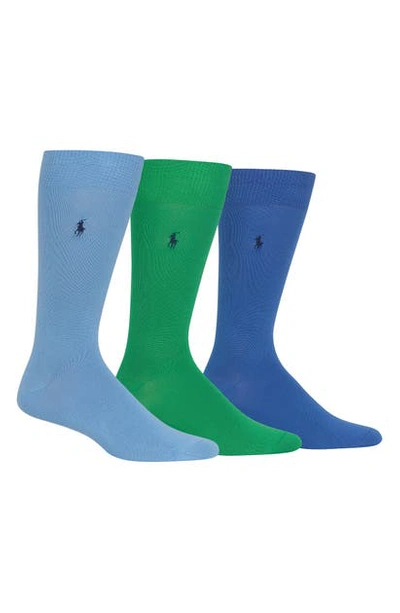 Shop Polo Ralph Lauren Assorted 3-pack Supersoft Socks In Blue/ Green/ Navy