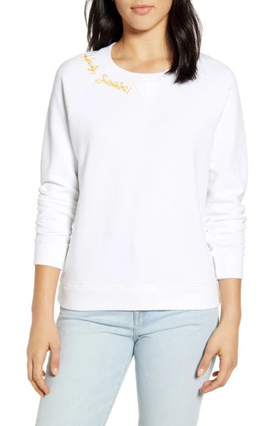 Shop Lucky Brand Embroidered Howdy Sunshine Crewneck Sweatshirt In Lucky White