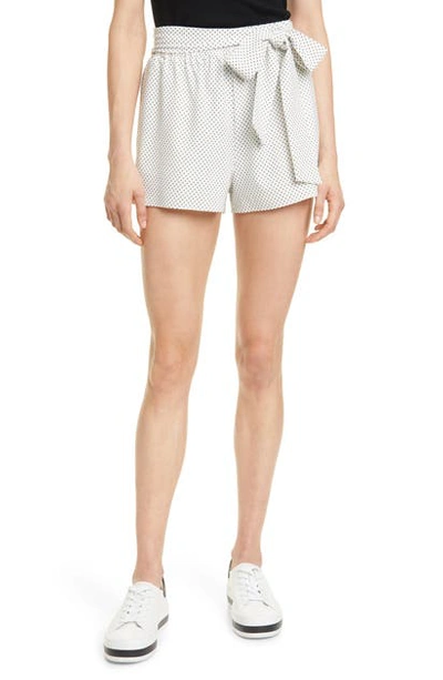 Shop Alice And Olivia Linn Tie Waist Shorts In Mini Dot Soft White