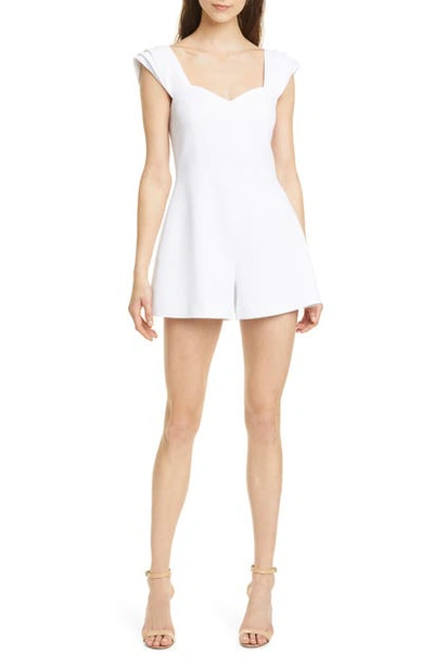 Shop Alice And Olivia Iman Pleated Cap Sleeve Romper In White