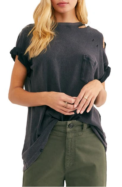 Shop Free People Rubi Ripped Pocket T-shirt In Dragon Berry