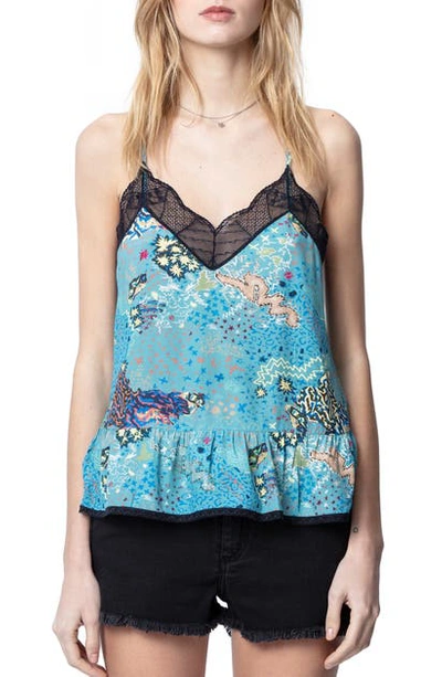 Shop Zadig & Voltaire Celest Glam Roc Peplum Camisole In Eucalyptus