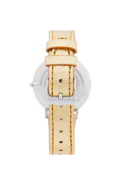 Shop Rebecca Minkoff Major Silver Tone Gold Leather Strap Watch, 35mm