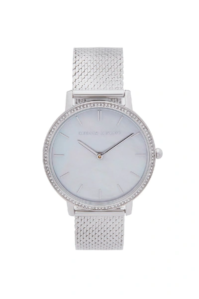 Shop Rebecca Minkoff Major Silver Tone Mesh Bracelet Watch, 35mm In Grey