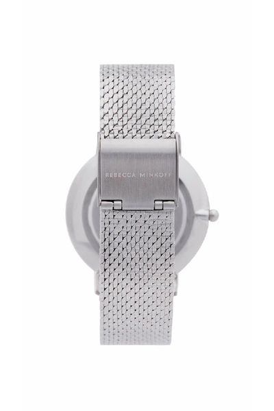 Shop Rebecca Minkoff Major Silver Tone Mesh Bracelet Watch, 35mm In Grey