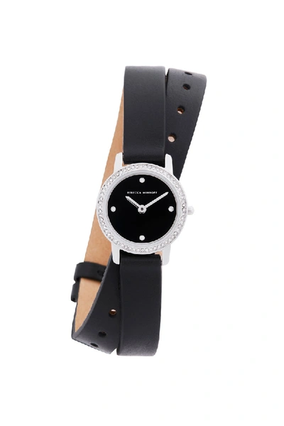 Shop Rebecca Minkoff Major Silver Tone Black Vegan Leather Strap Watch, 22mm