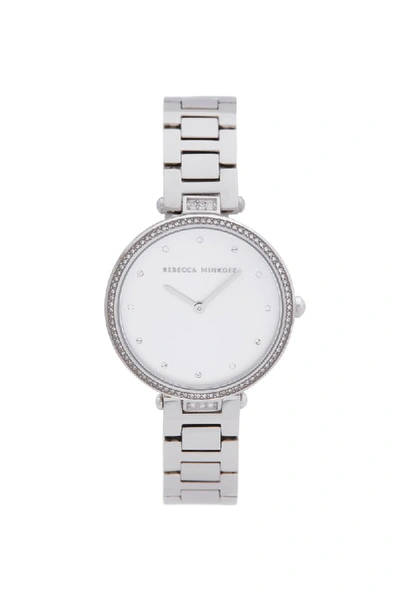 Shop Rebecca Minkoff Nina Silver Tone Bracelet Watch, 33mm In White