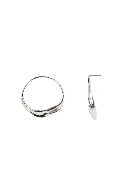 Shop Rebecca Minkoff Organic Metal Front Facing Hoops In Silver