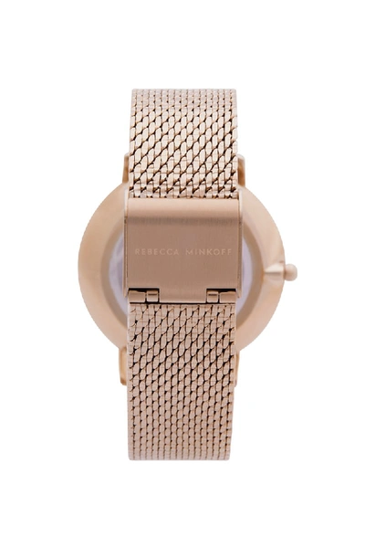 Shop Rebecca Minkoff Major Carnation Tone Mesh Bracelet Watch, 35mm In Carnation Gold