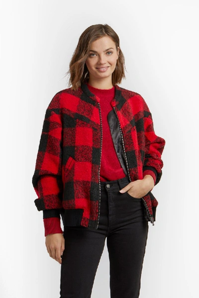 Shop Rebecca Minkoff Brenda Quilted Bomber In Red/black