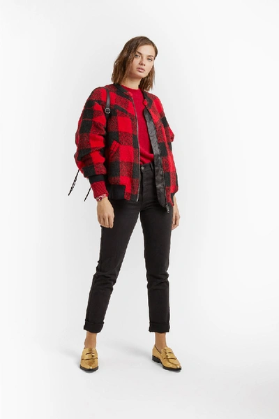 Shop Rebecca Minkoff Brenda Quilted Bomber In Red/black