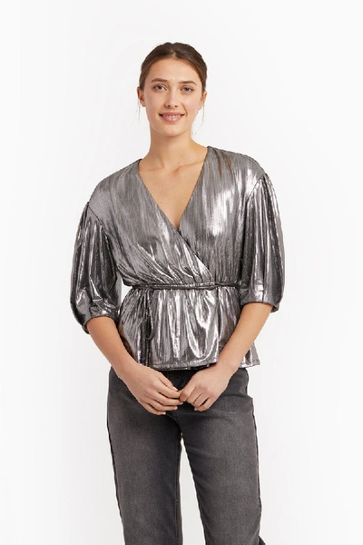 Shop Rebecca Minkoff Mary Wrap Top In Gunmetal