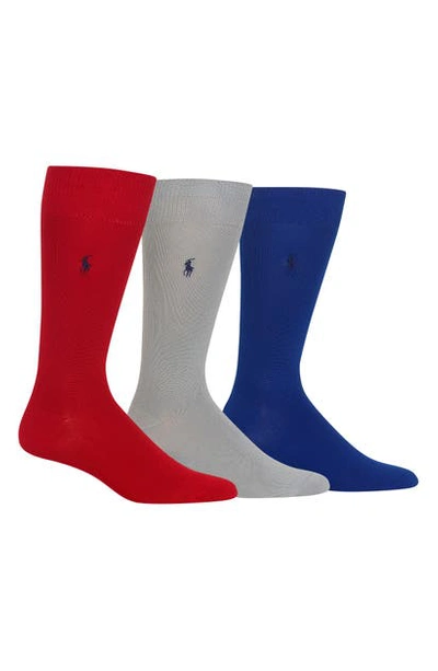 Shop Polo Ralph Lauren Assorted 3-pack Supersoft Socks In Red