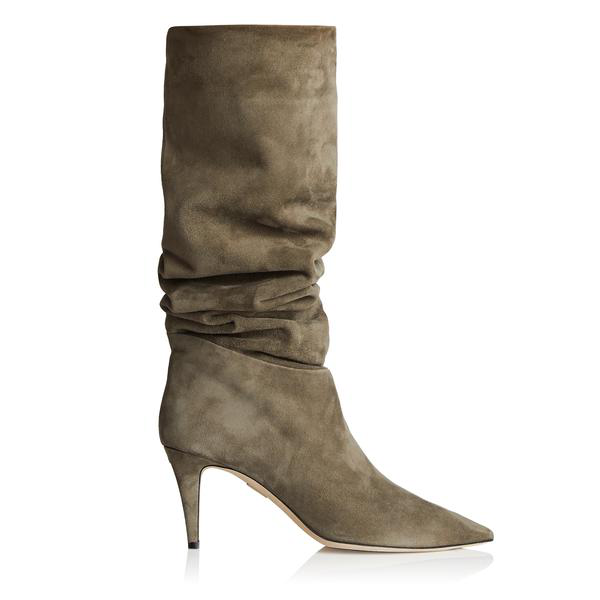 knee high suede slouch boots