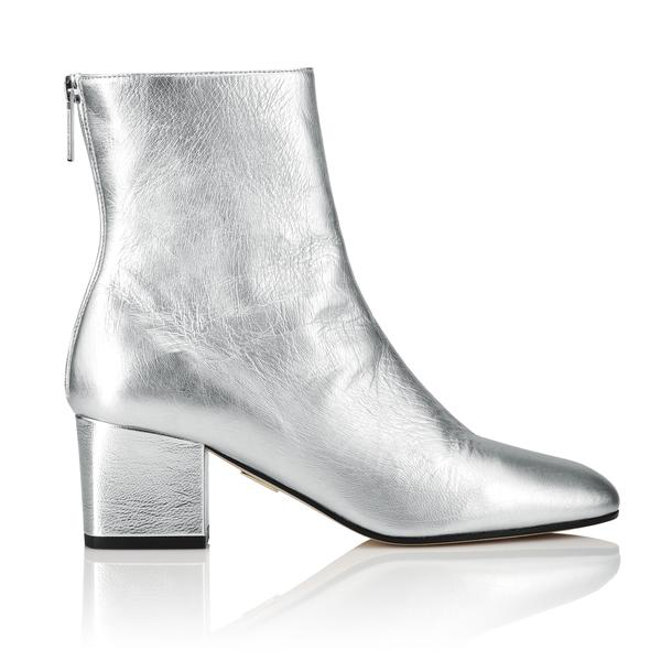 silver high heel ankle boots