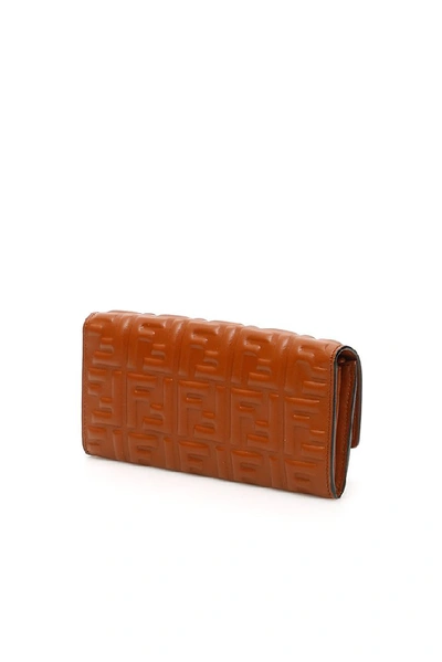 Shop Fendi Baguette Chain Strap Wallet In Brown