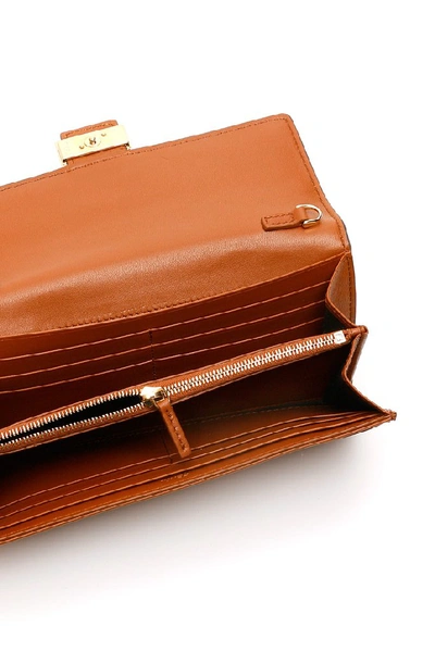 Shop Fendi Baguette Chain Strap Wallet In Brown