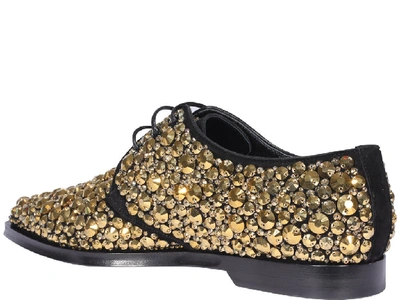 Shop Dolce & Gabbana Embellished Derby Shoes In Gold