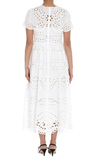 Shop Red Valentino Redvalentino Broderie Anglaise Flared Dress In White