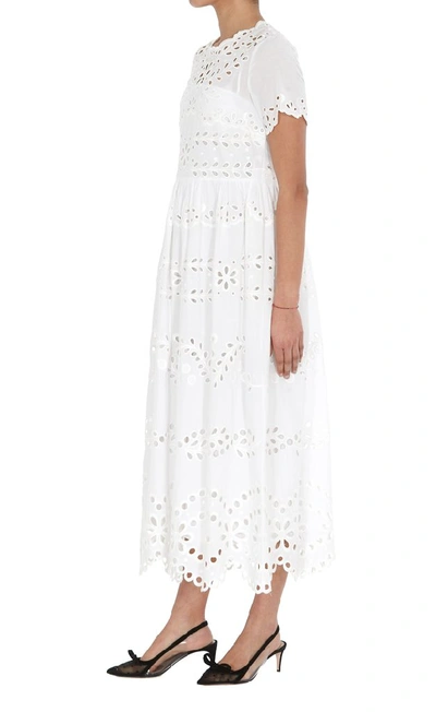 Shop Red Valentino Redvalentino Broderie Anglaise Flared Dress In White