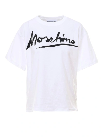 Shop Moschino Signature Logo T In White