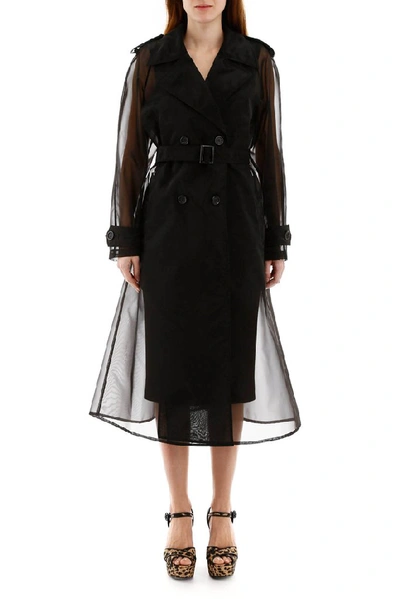 Shop Dolce & Gabbana Sheer Ruffled Trench Coat In Black