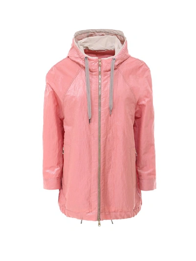 Shop Brunello Cucinelli Drawstring Hooded Jacket In Pink