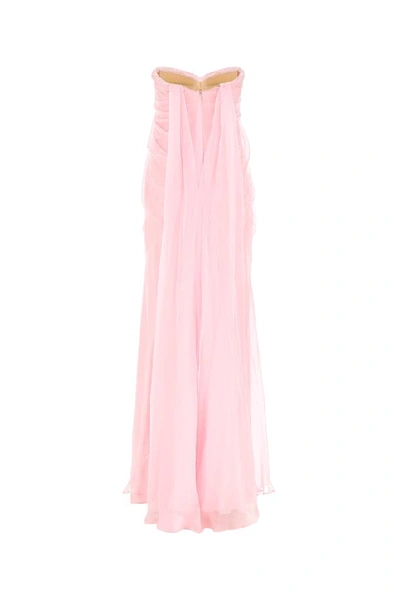 Shop Alexander Mcqueen Strapless Draped Maxi Dress In Pink